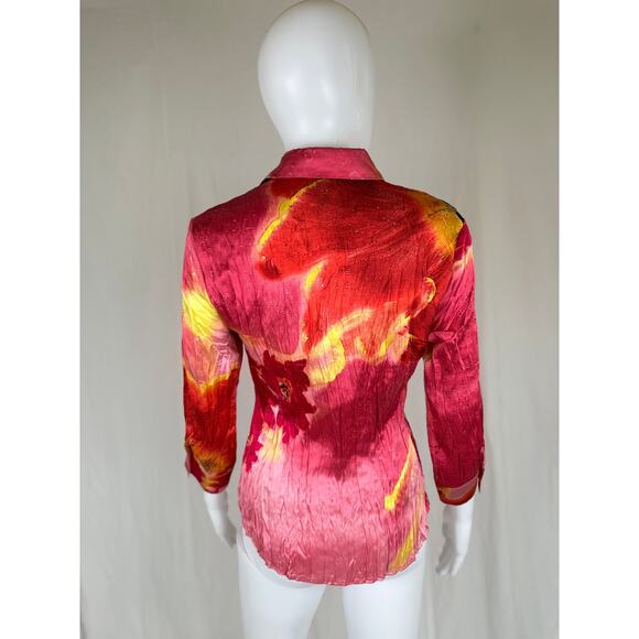 Vintage Roberto Cavalli 2004 crinkle silk blouse size S - Picture 2 of 8